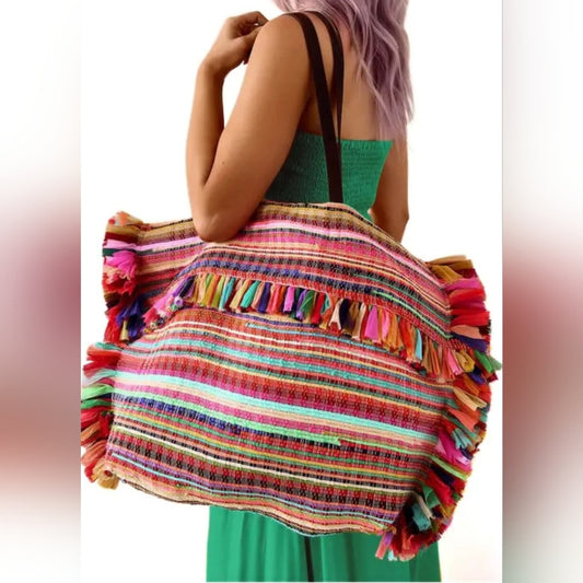 Rainbow Colorful Striped Tote Bag