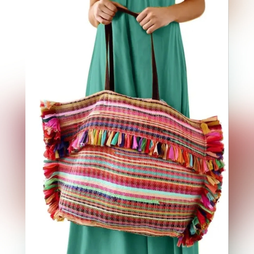 Rainbow Colorful Striped Tote Bag