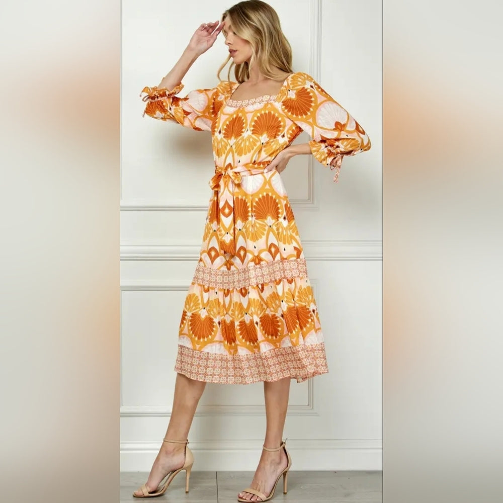 Orange Patterned Women's Dress