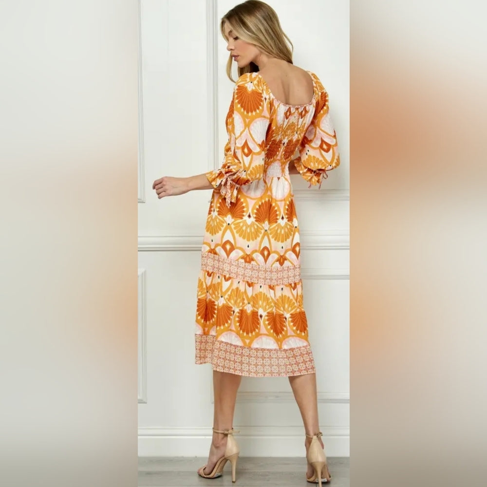 Orange Patterned Women's Dress