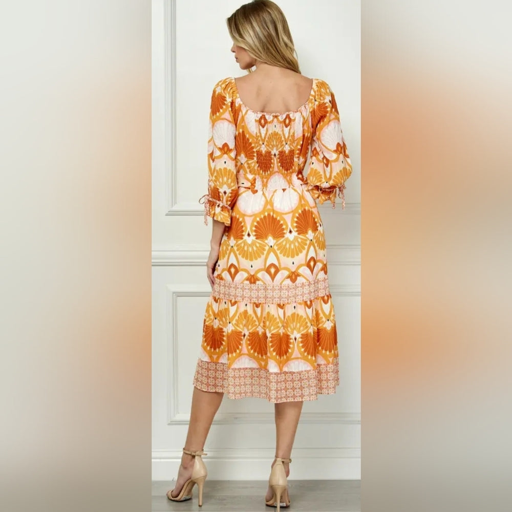 Orange Patterned Women's Dress