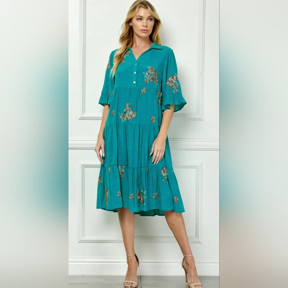 Embroiered Tiered Dress