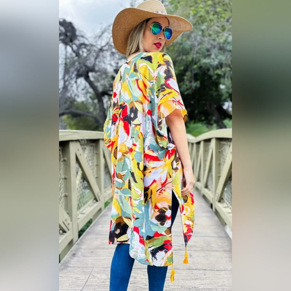 Colorful Floral Kimono Cardigan