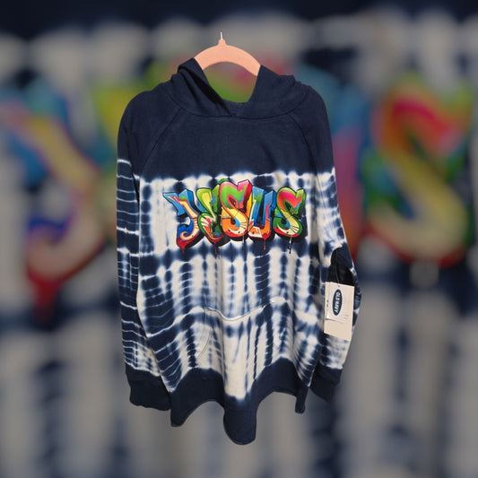 Colorful "JESUS"Graphic Tie-Dye Hoodie