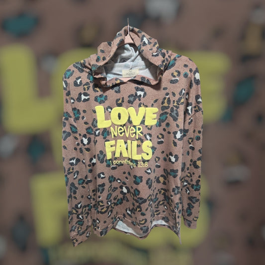 🌸Custon Leopard Print Hoodie with Yellow "Love Never Fail 3d Puff"