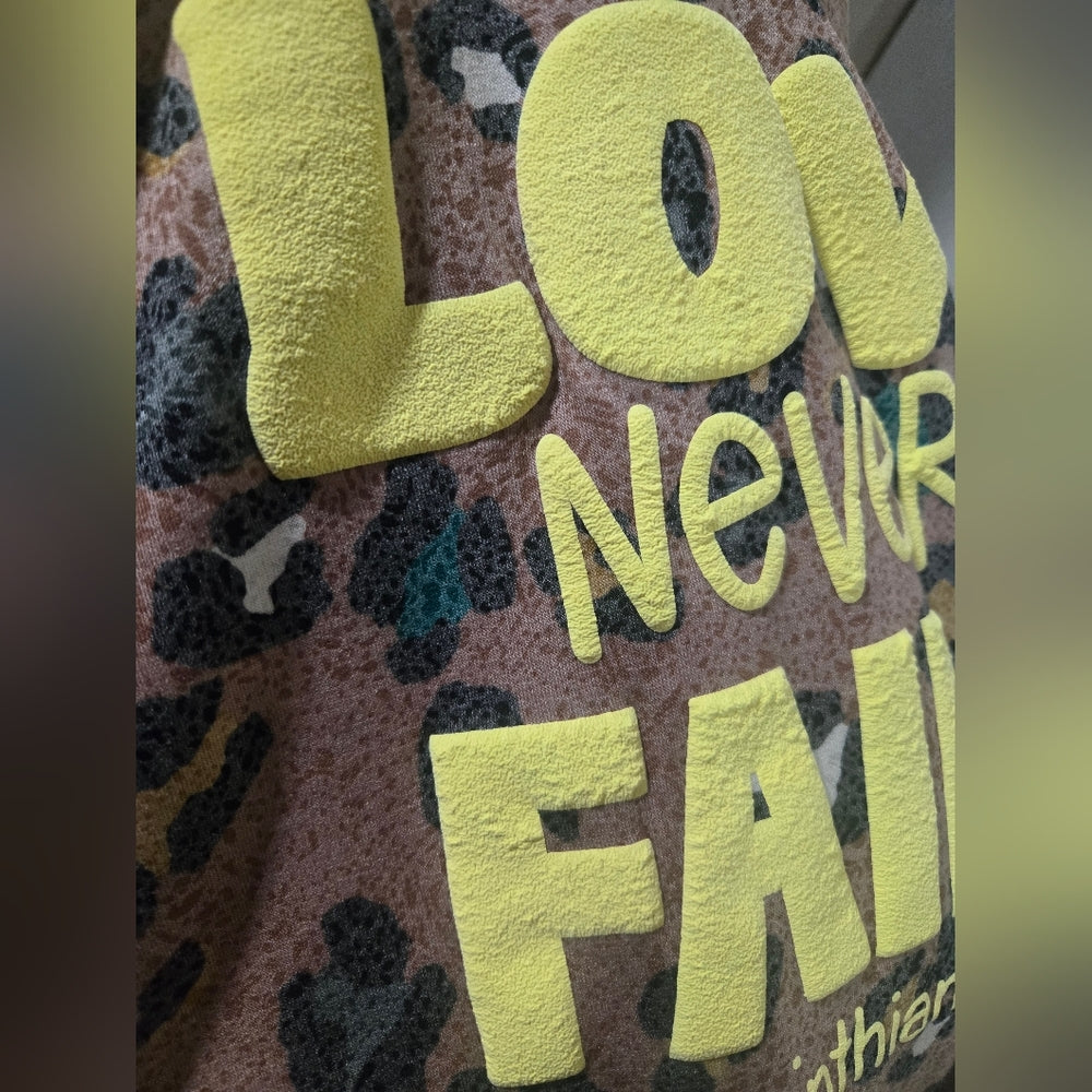 🌸Custon Leopard Print Hoodie with Yellow "Love Never Fail 3d Puff"