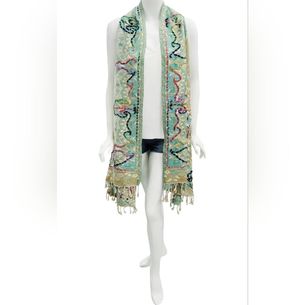Colorful Embroidered Kimono Vest Cardigan