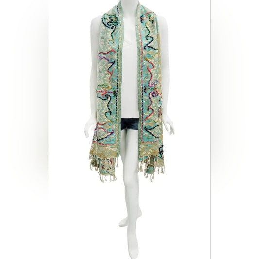 Colorful Embroidered Kimono Vest Cardigan