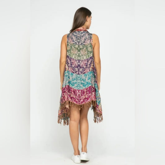 Multicolor Sleeveless Bohemian Vest