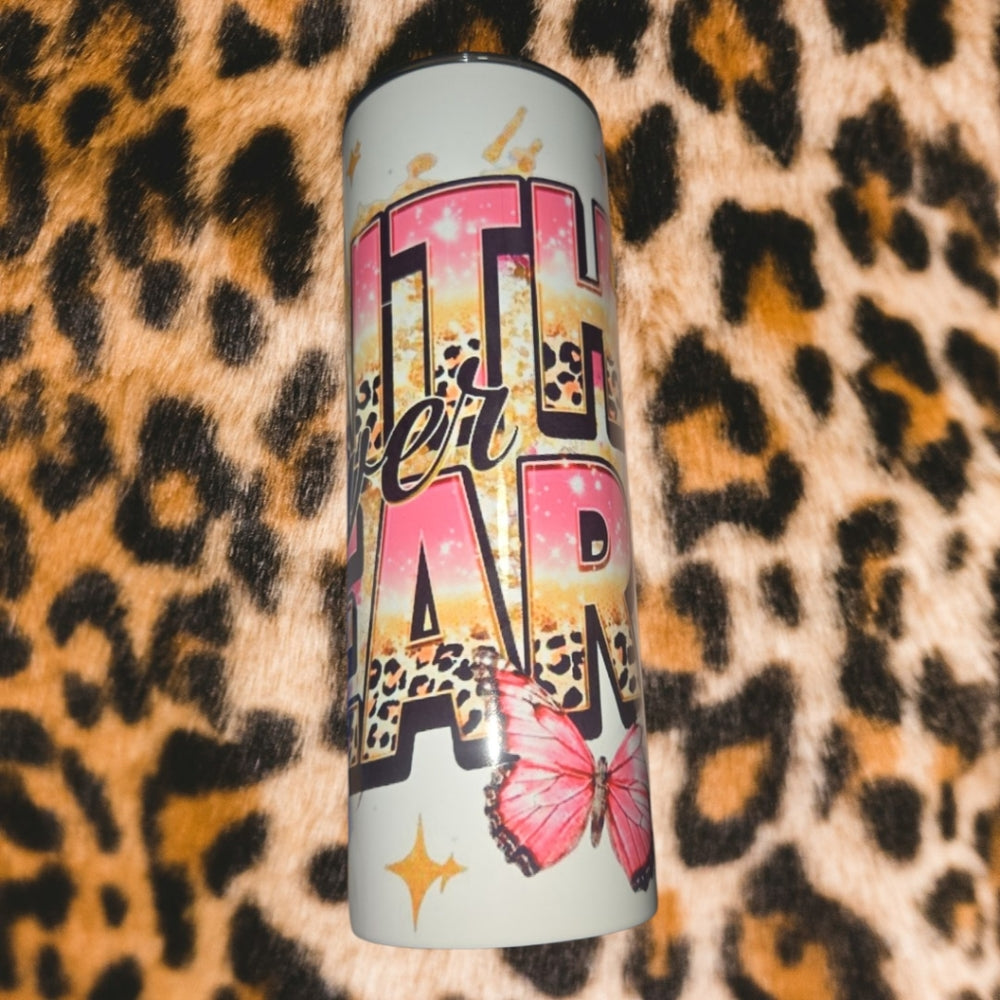 Leopard Print Tumbler"Faith Over Fear"