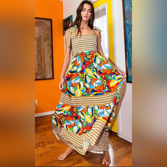 Colorful Striped Maxi Dress