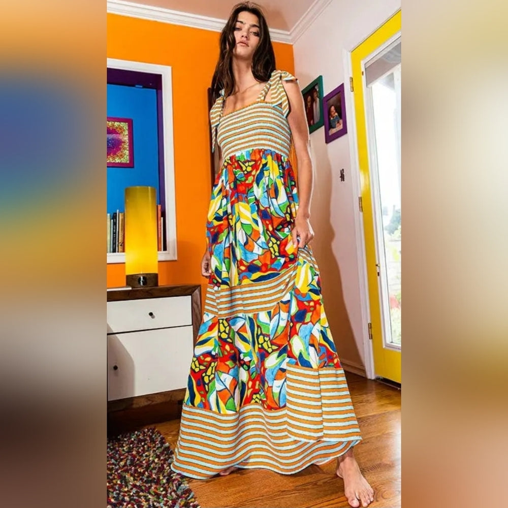 Colorful Striped Maxi Dress