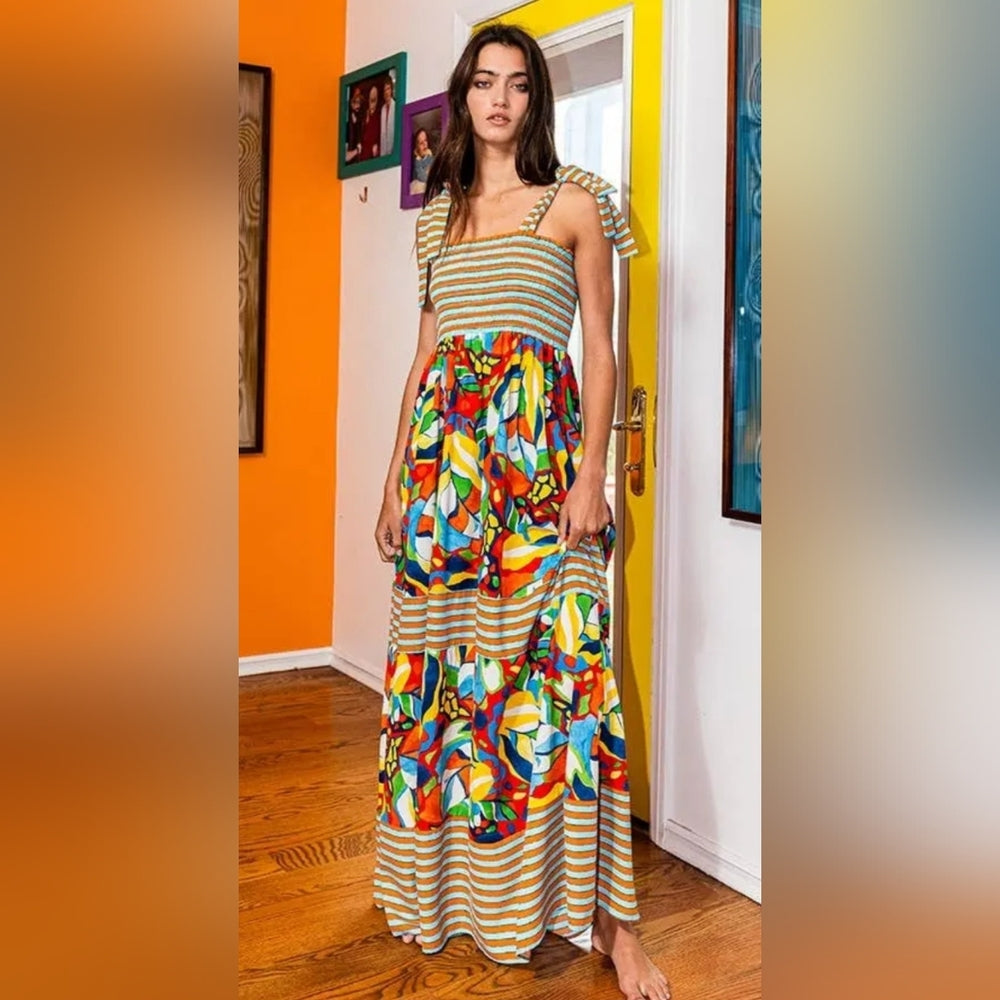 Colorful Striped Maxi Dress