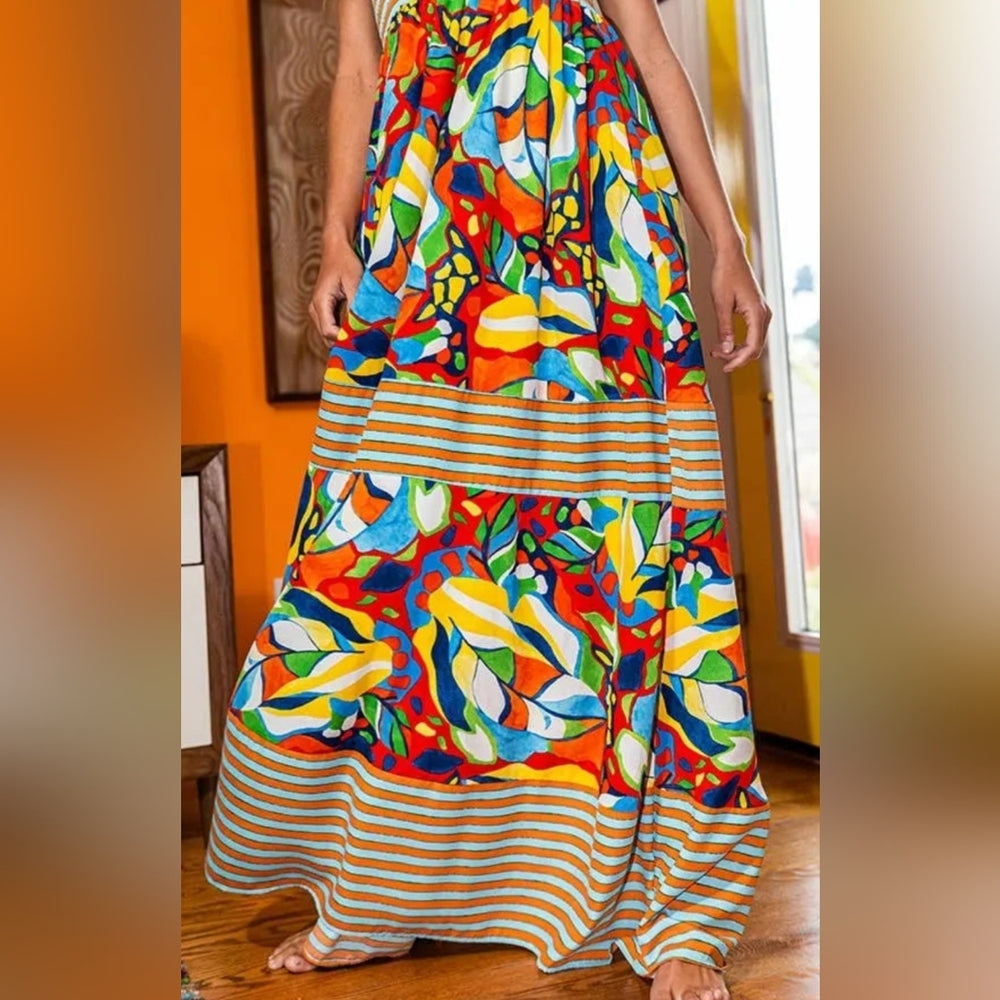 Colorful Striped Maxi Dress