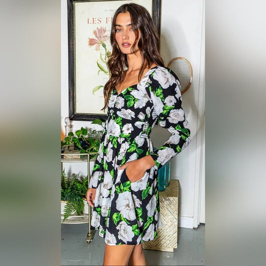 Floral Long Sleeve Dress