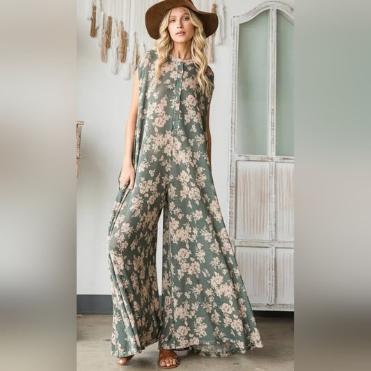 Floral Green Jumpsuit