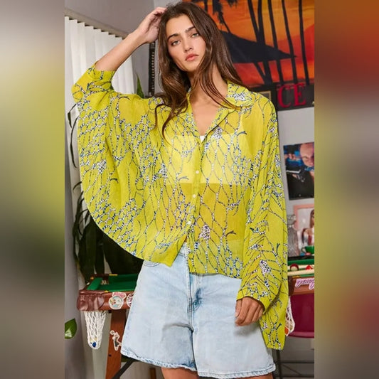 Yellow Floral Women's Top