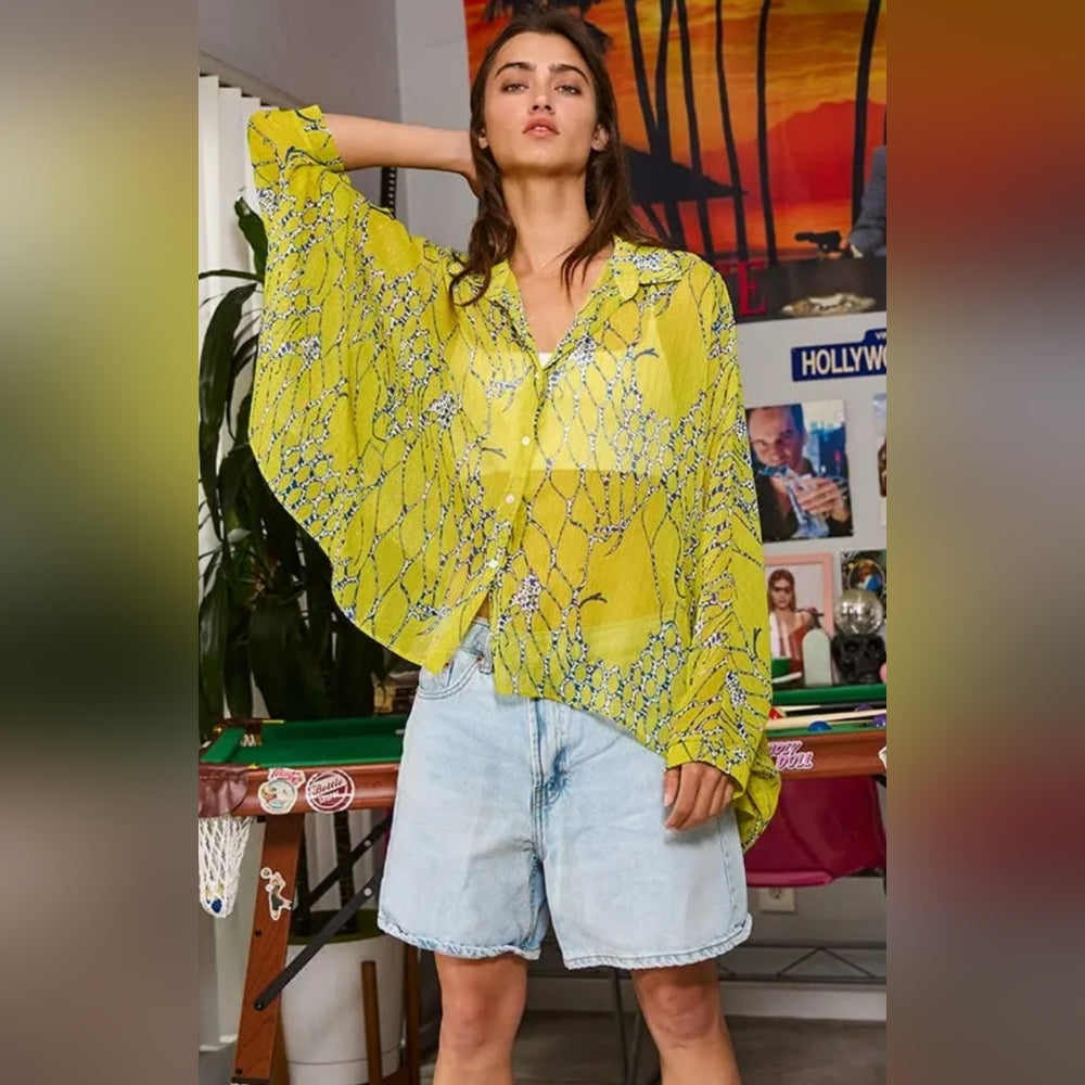 Yellow Floral Women's Top