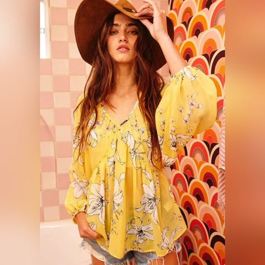 Floral Yellow Blouse