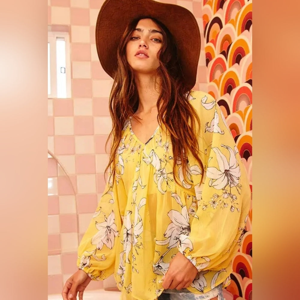 Floral Yellow Blouse