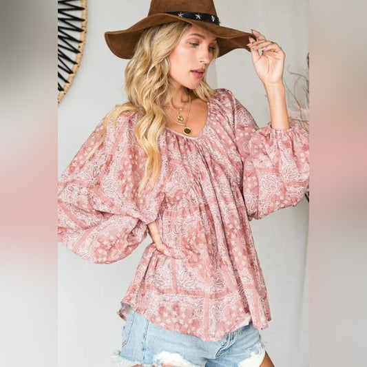 Floral Pink Flowy Blouse