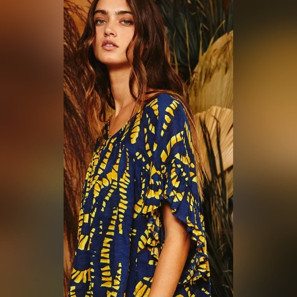 Blue and Yellow Women's Top