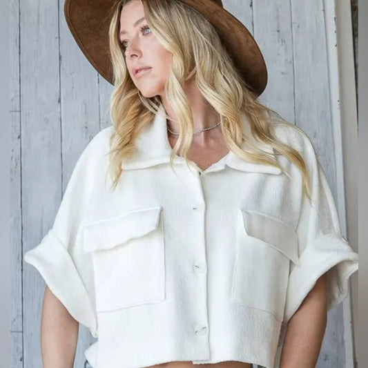 Women's White Button-Up Top