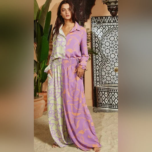 Purple and Green Patterned Pants