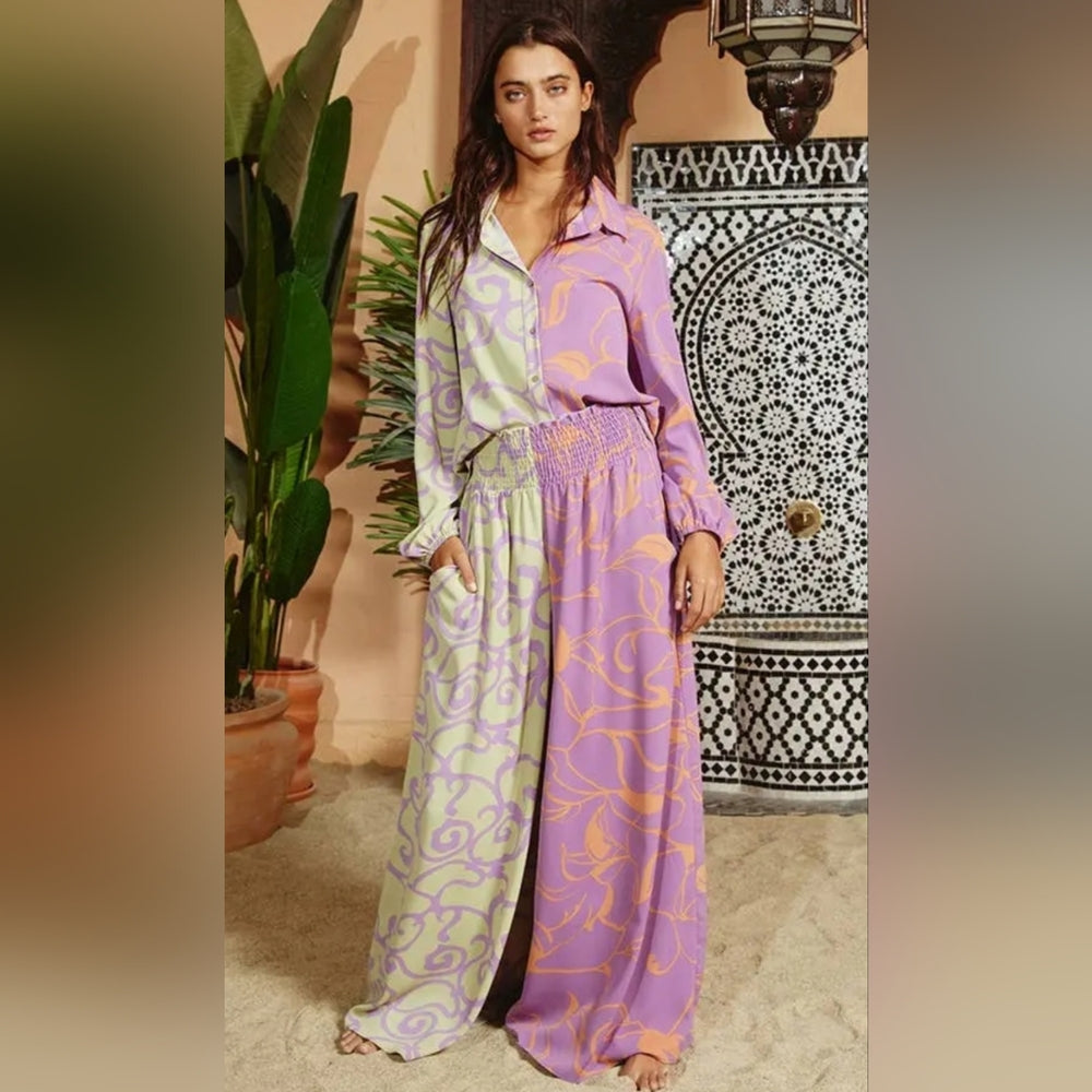 Purple and Green Patterned Pants