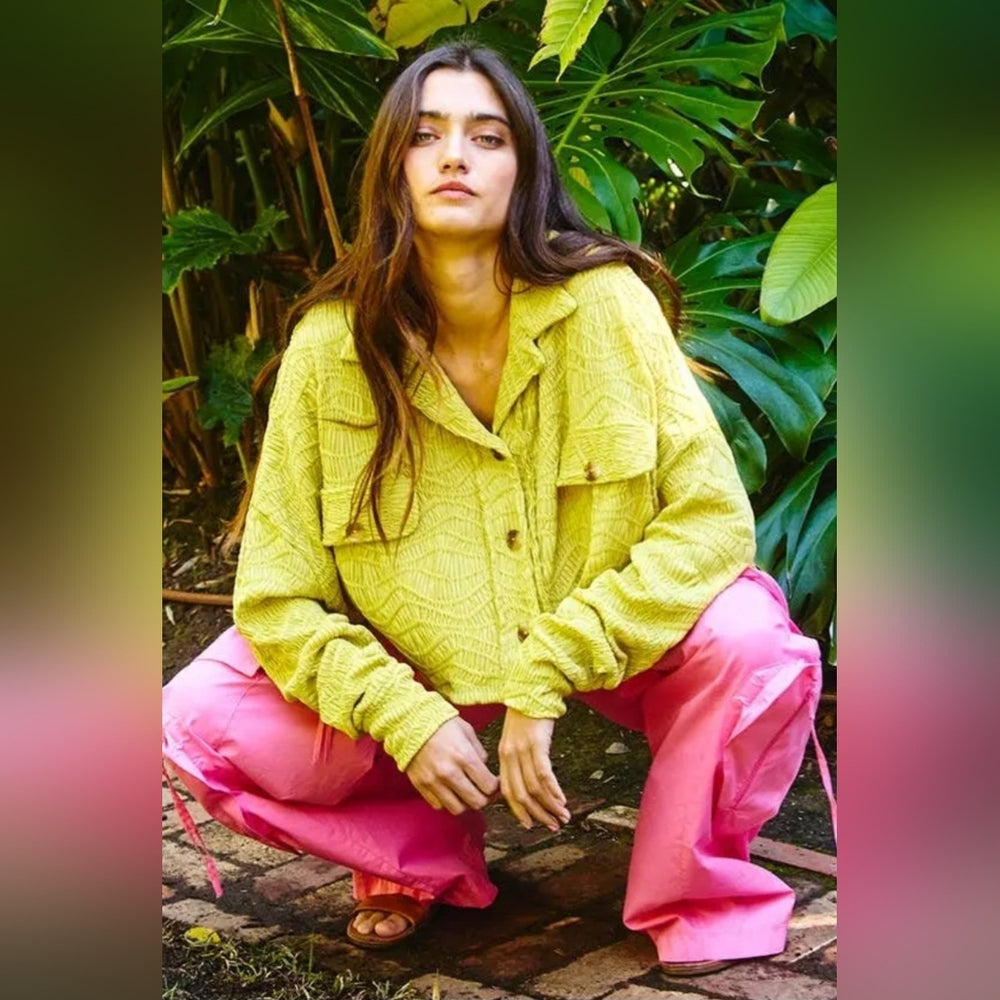 Green Blouse with Loose Casual Silhouette