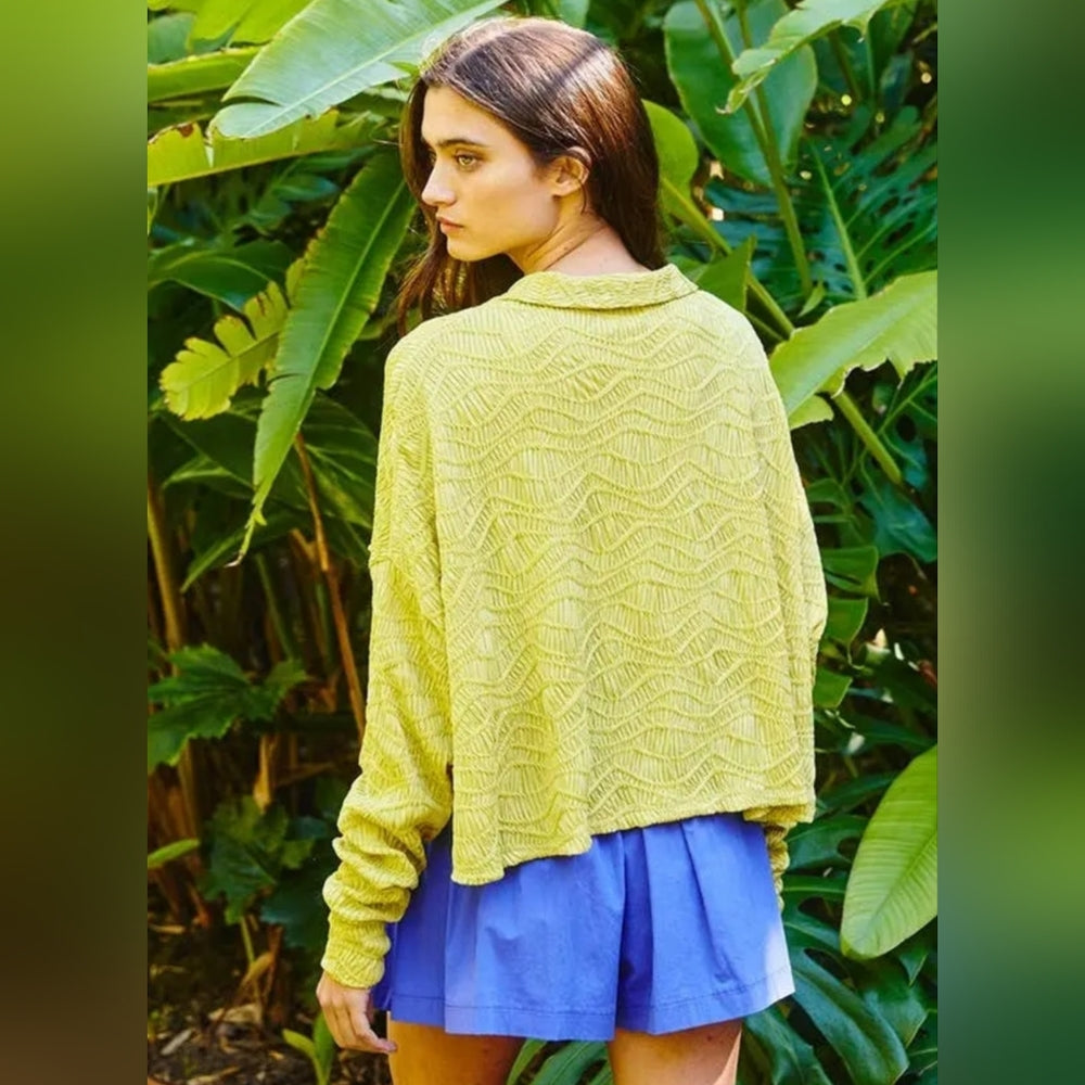 Green Blouse with Loose Casual Silhouette