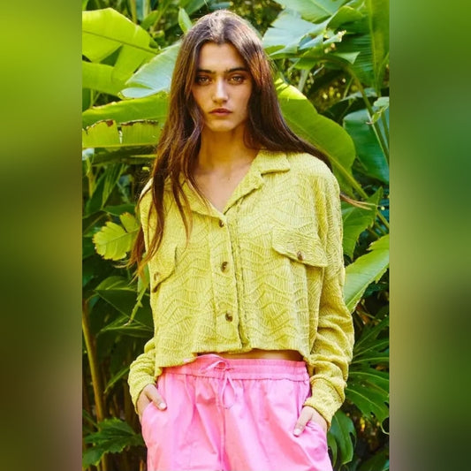 Green Blouse with Loose Casual Silhouette