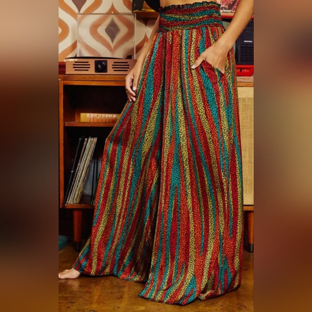 Colorful Striped Wide-Leg Pants