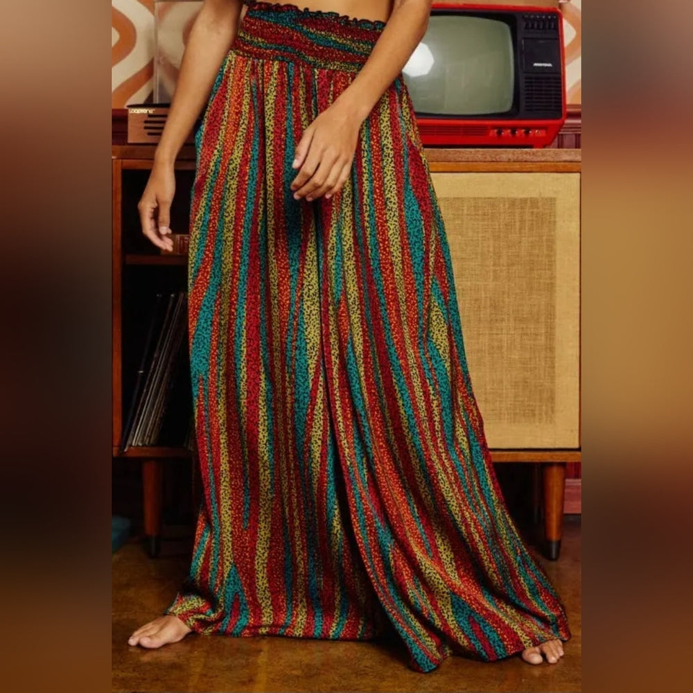 Colorful Striped Wide-Leg Pants