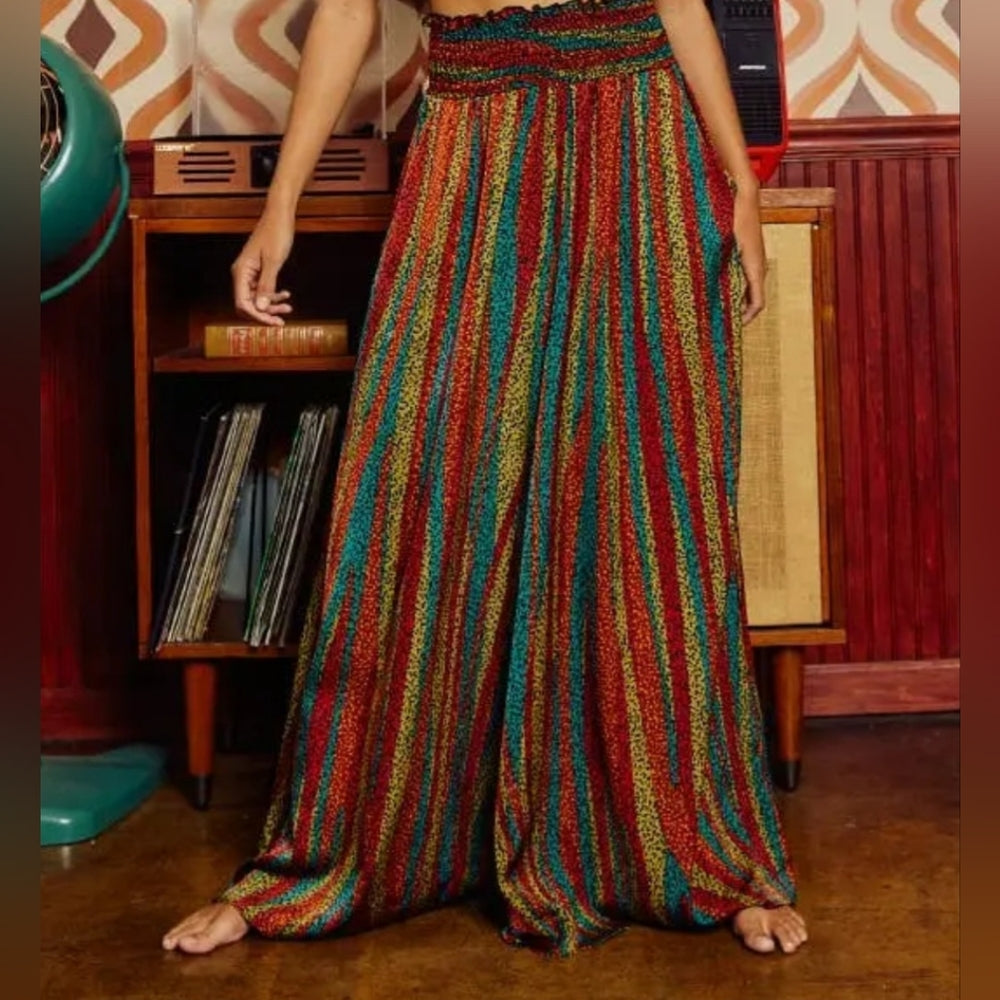 Colorful Striped Wide-Leg Pants