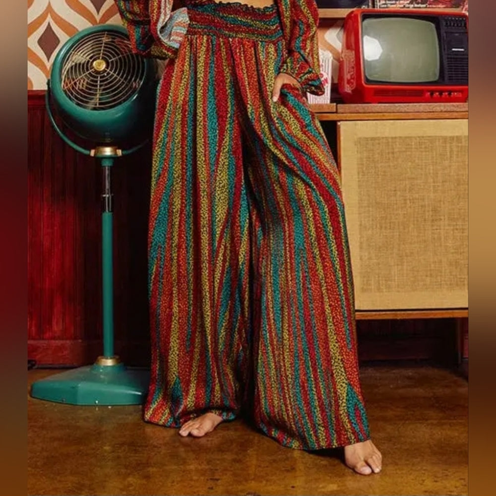 Colorful Striped Wide-Leg Pants