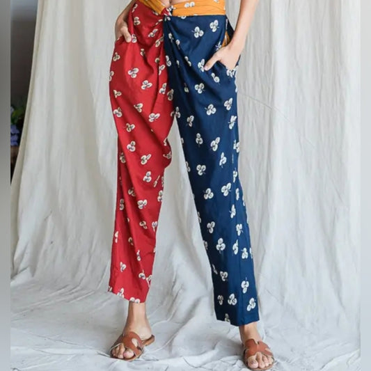 Red and Blue Floral Women's Pants