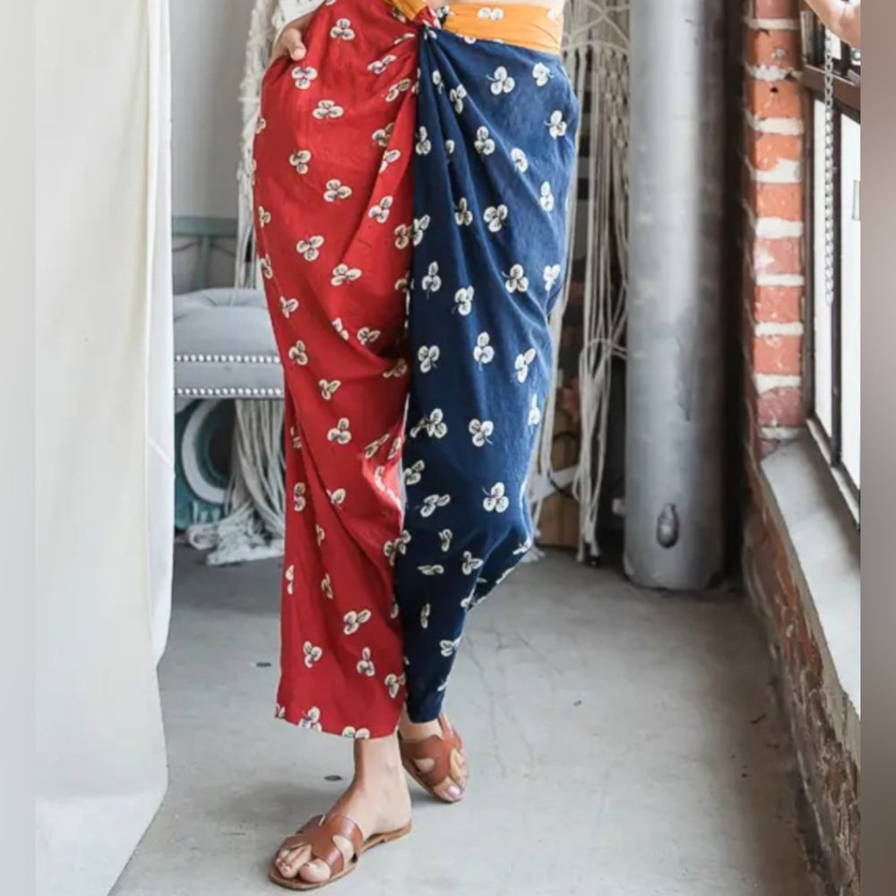 Red and Blue Floral Women's Pants