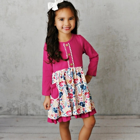 Floral Pink Kids Dress