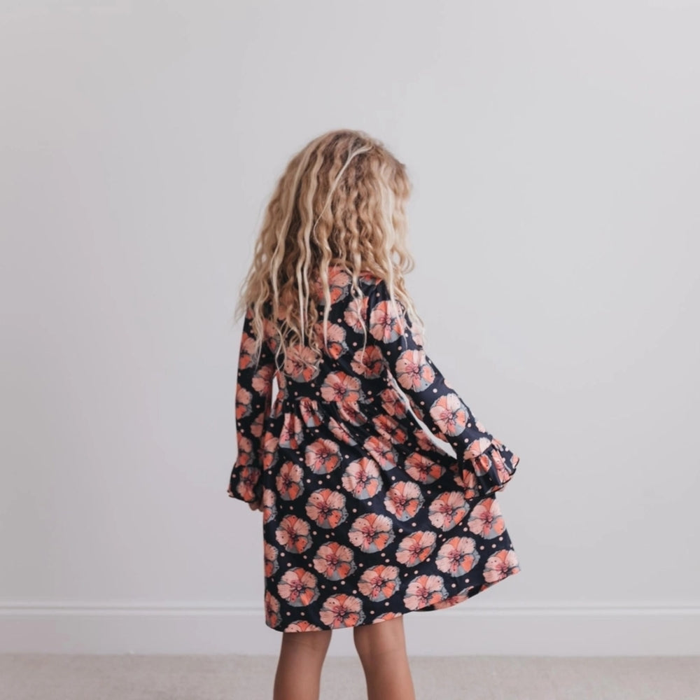 Floral Long Sleeve Kids Dress