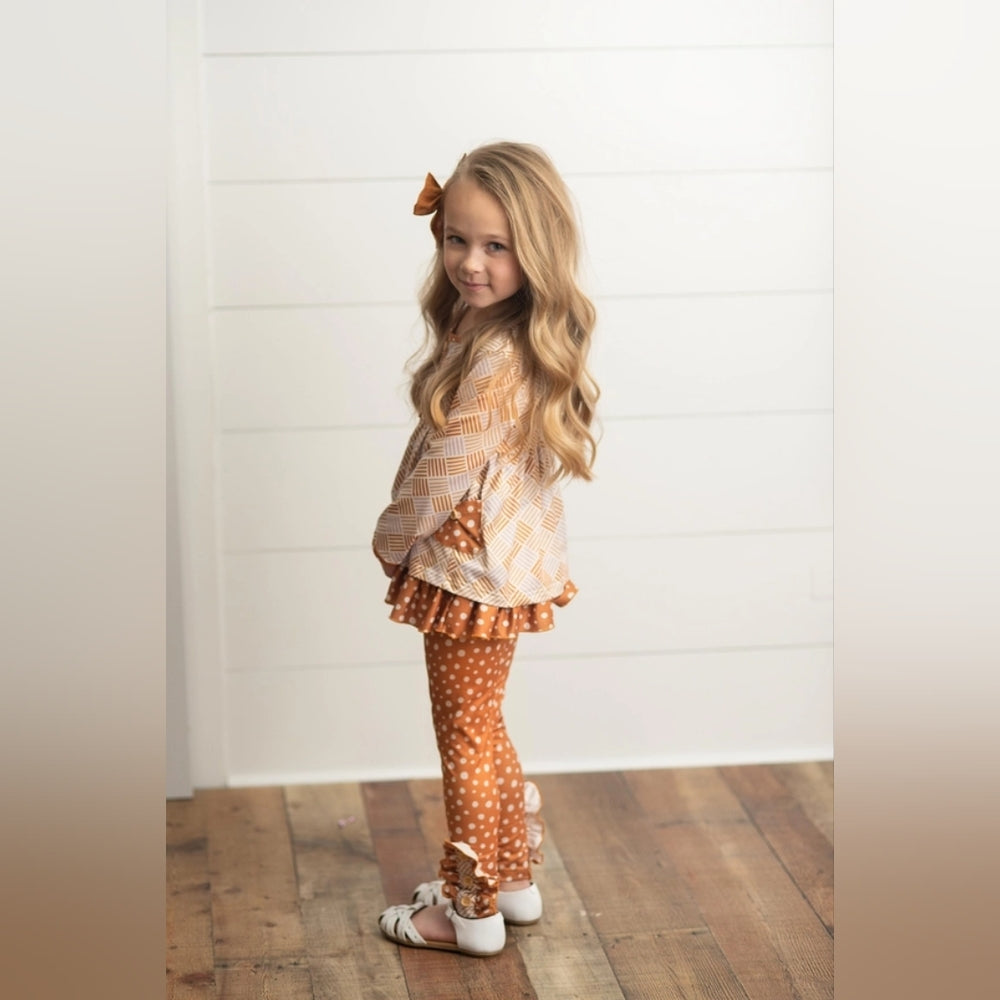 Girls' Orange and White Outfit Set