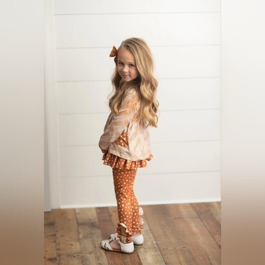 Girls' Orange and White Outfit Set