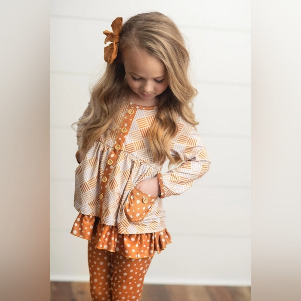 Girls' Orange and White Outfit Set