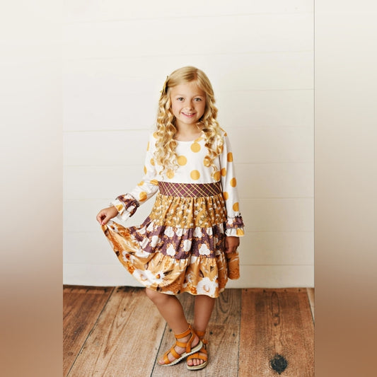 Girls' Polka Dot and Floral Dress