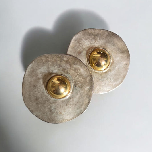 *Vintage*Silver and Gold Tone Clip-on Earrings
