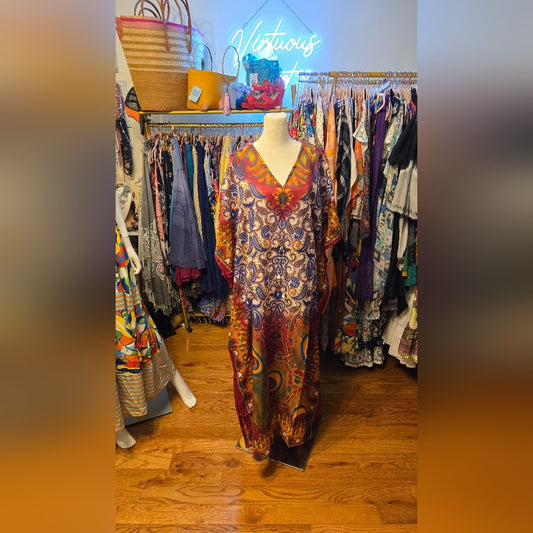 Colorful Paisley and Abstract Maxi Dress