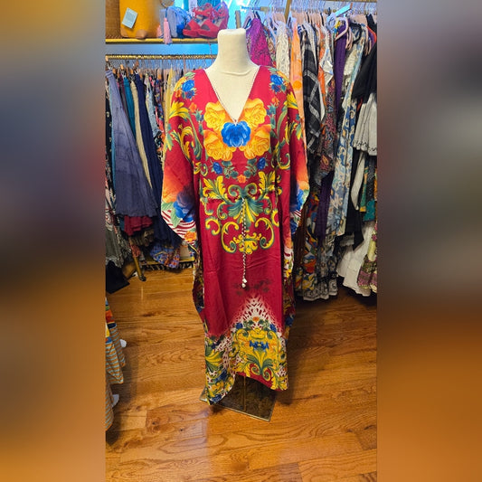 Vibrant Floral Kaftan Dress