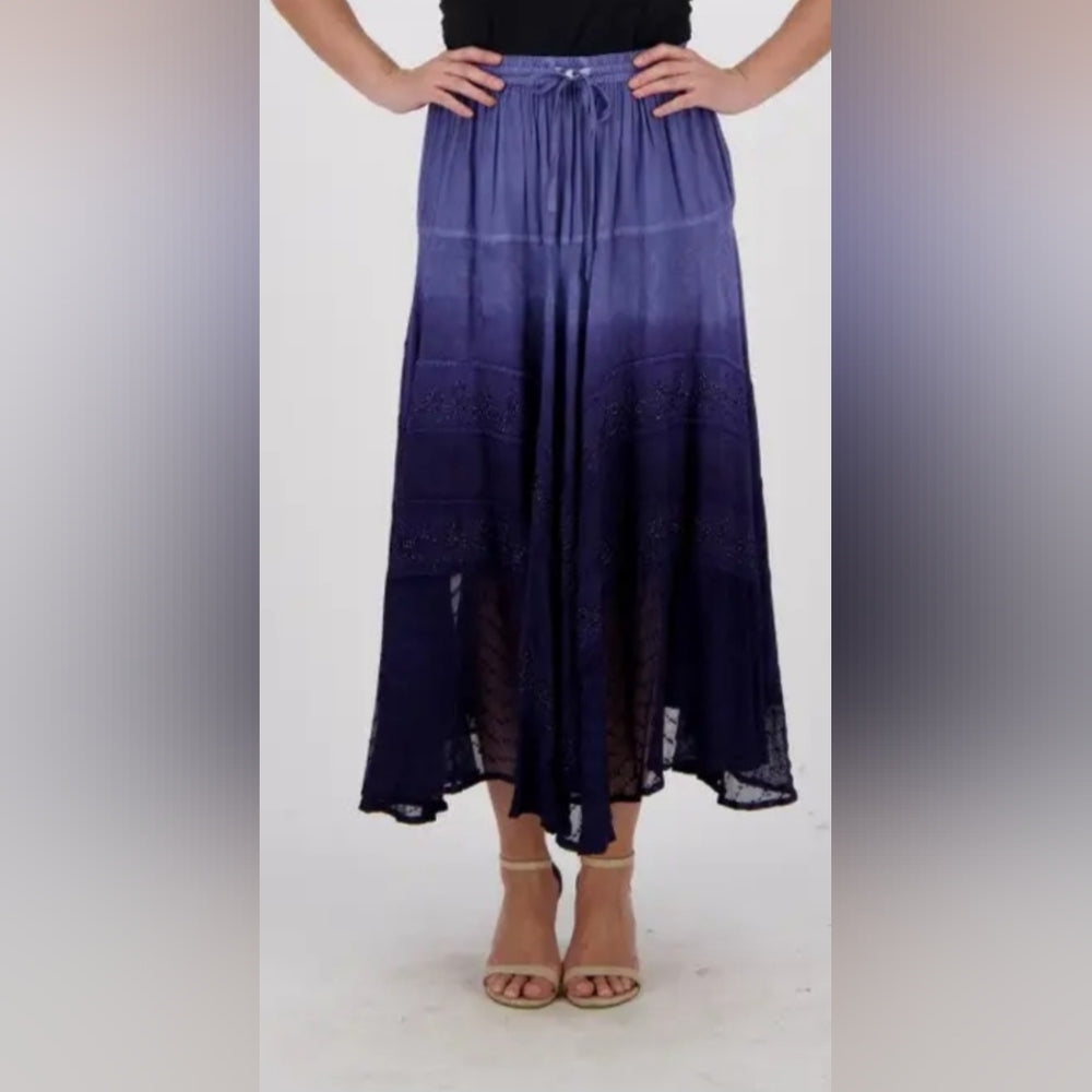 Boho Elegant Blue Maxi Skirt