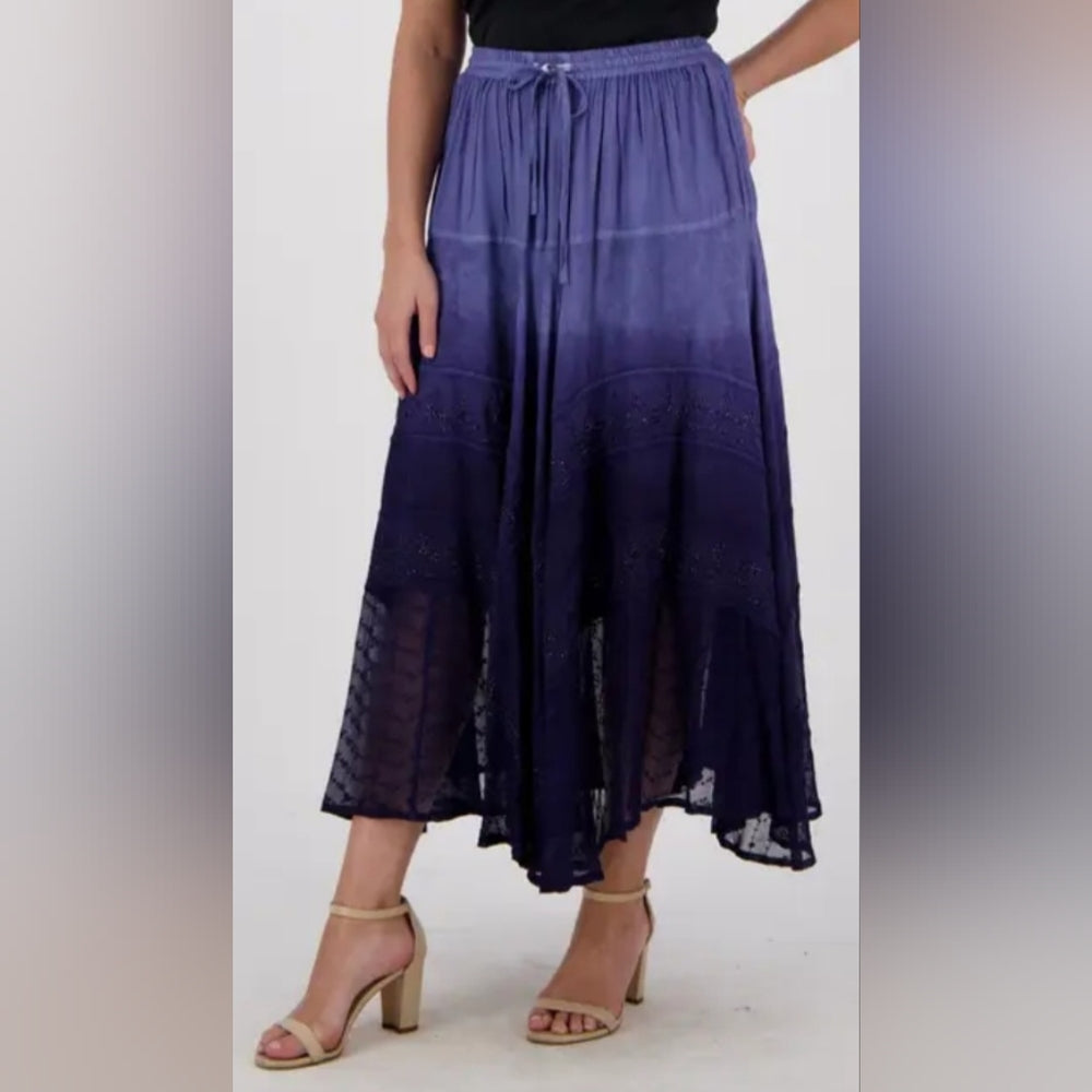 Boho Elegant Blue Maxi Skirt