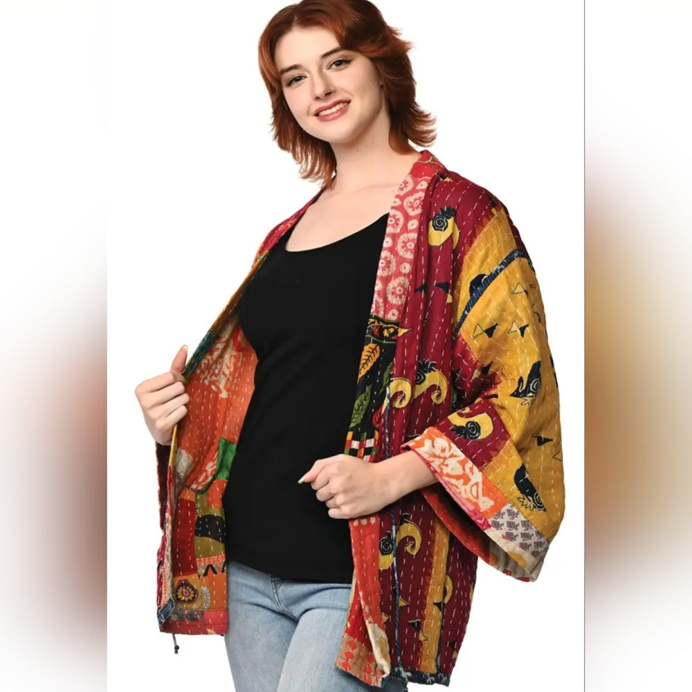 Colorful KANTHA Patchwork Kimono Jacket